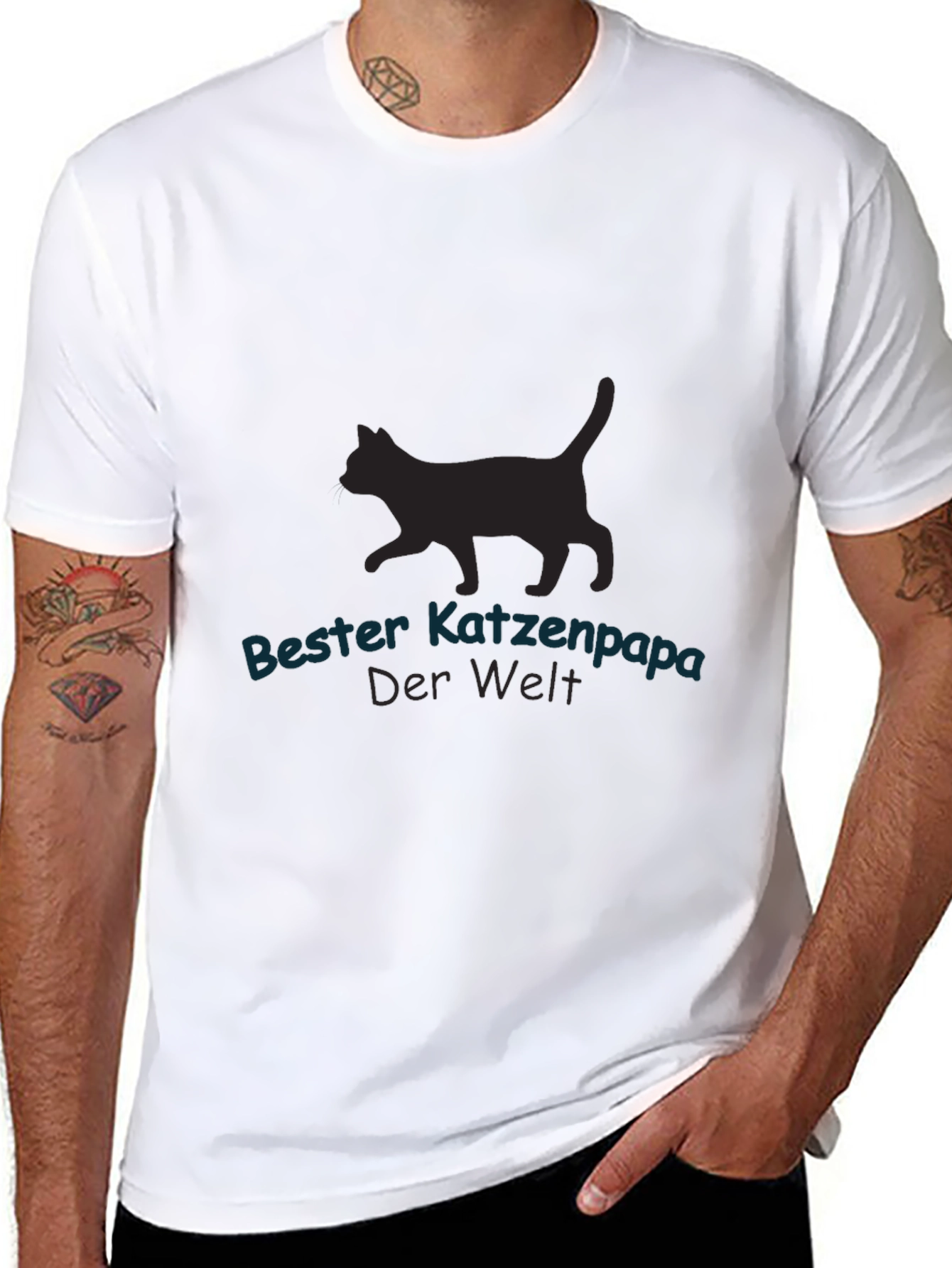 Bester Katzenpapa Black T-Shirt - Cat Lover