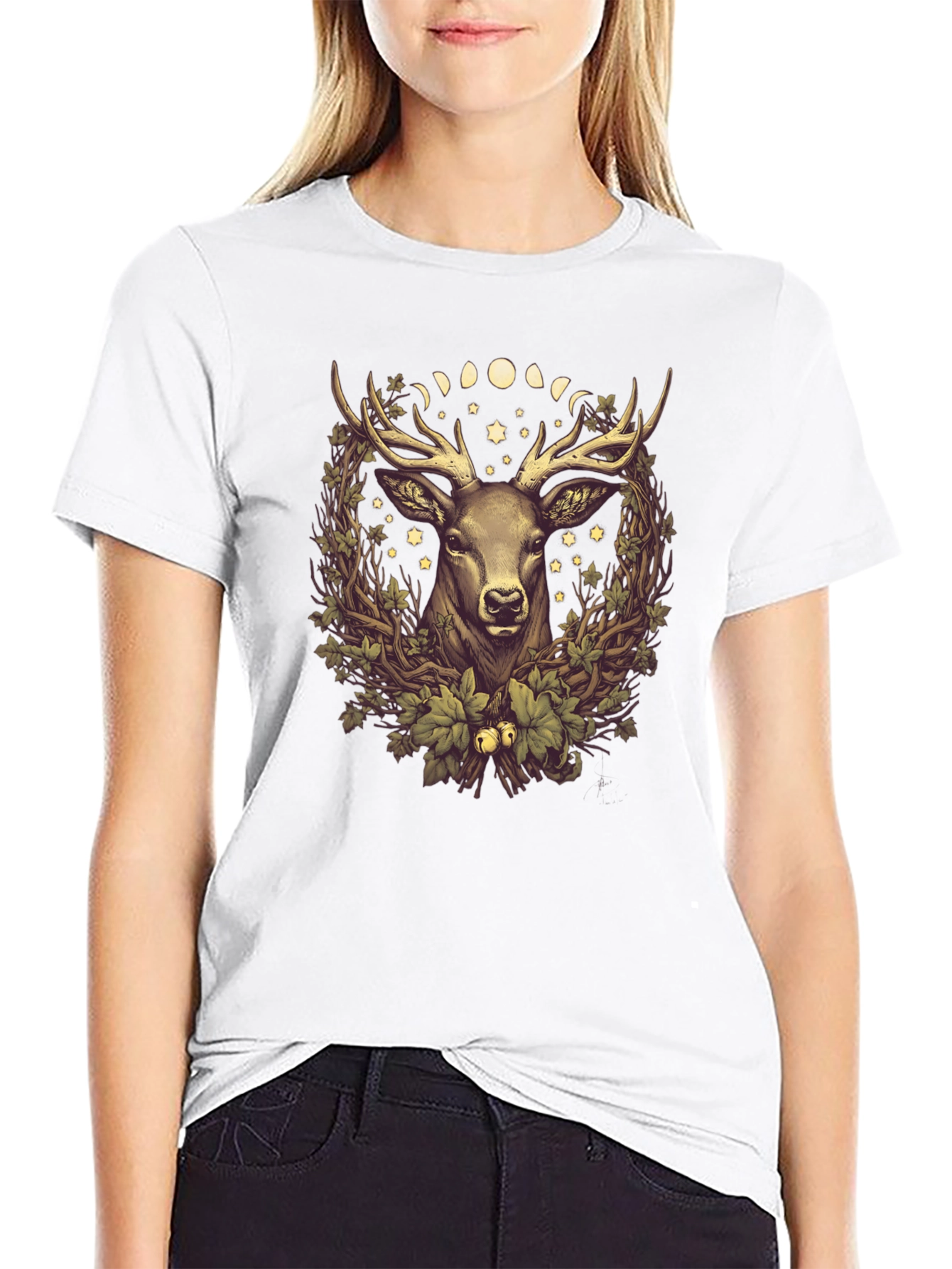 Mystic Deer Graphic Tee - Mens Black T-Shirt