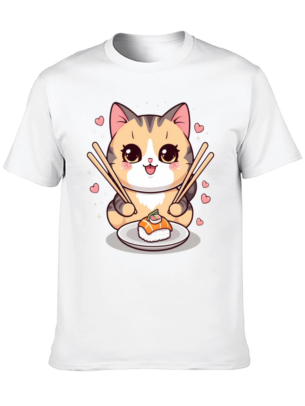 Sushi Cat Graphic Tee - Cute Anime Style