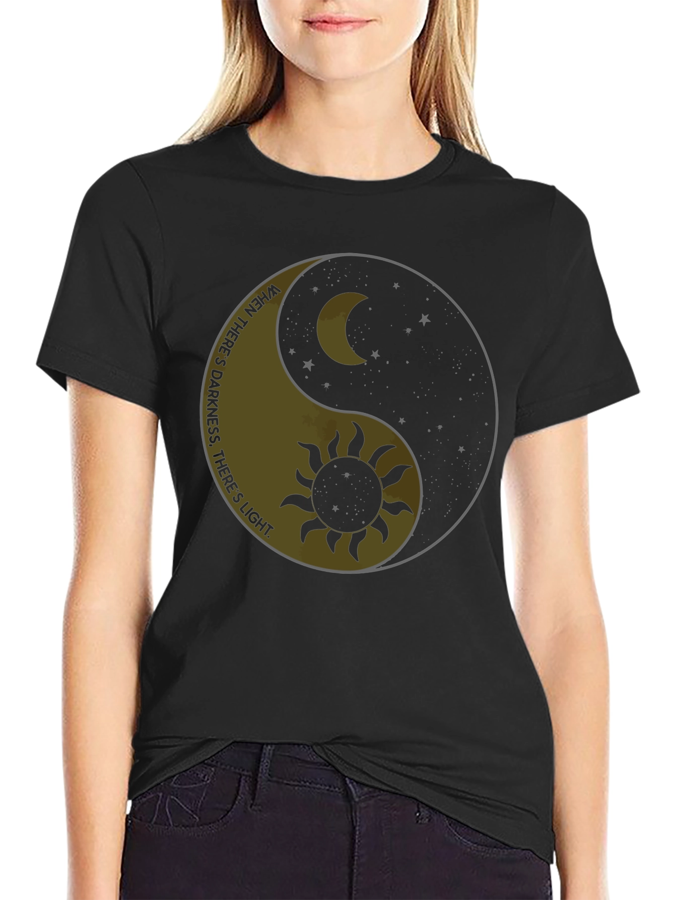 Yin Yang Sun and Moon Graphic Tee - Darkness and Light