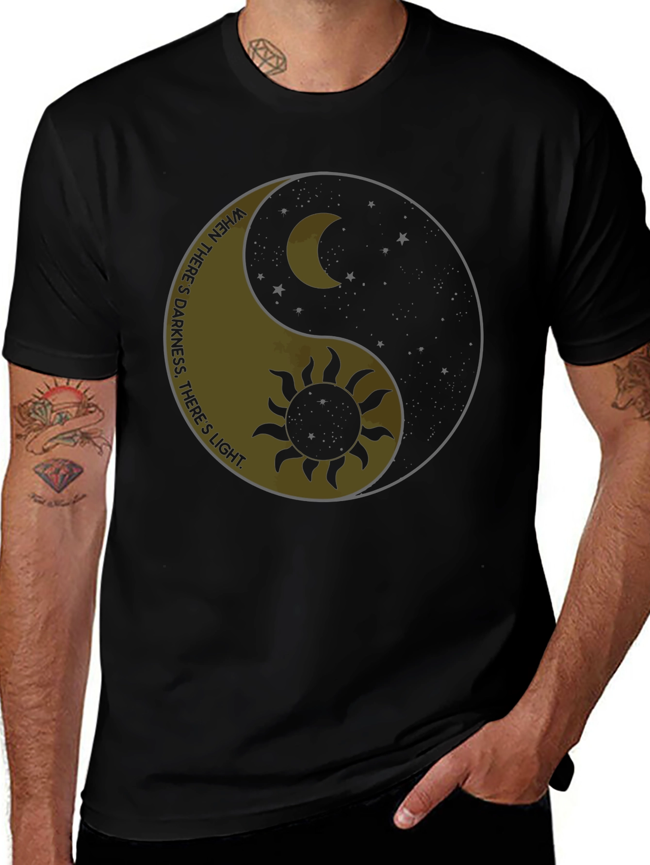 Yin Yang Sun and Moon Graphic Tee - Darkness and Light
