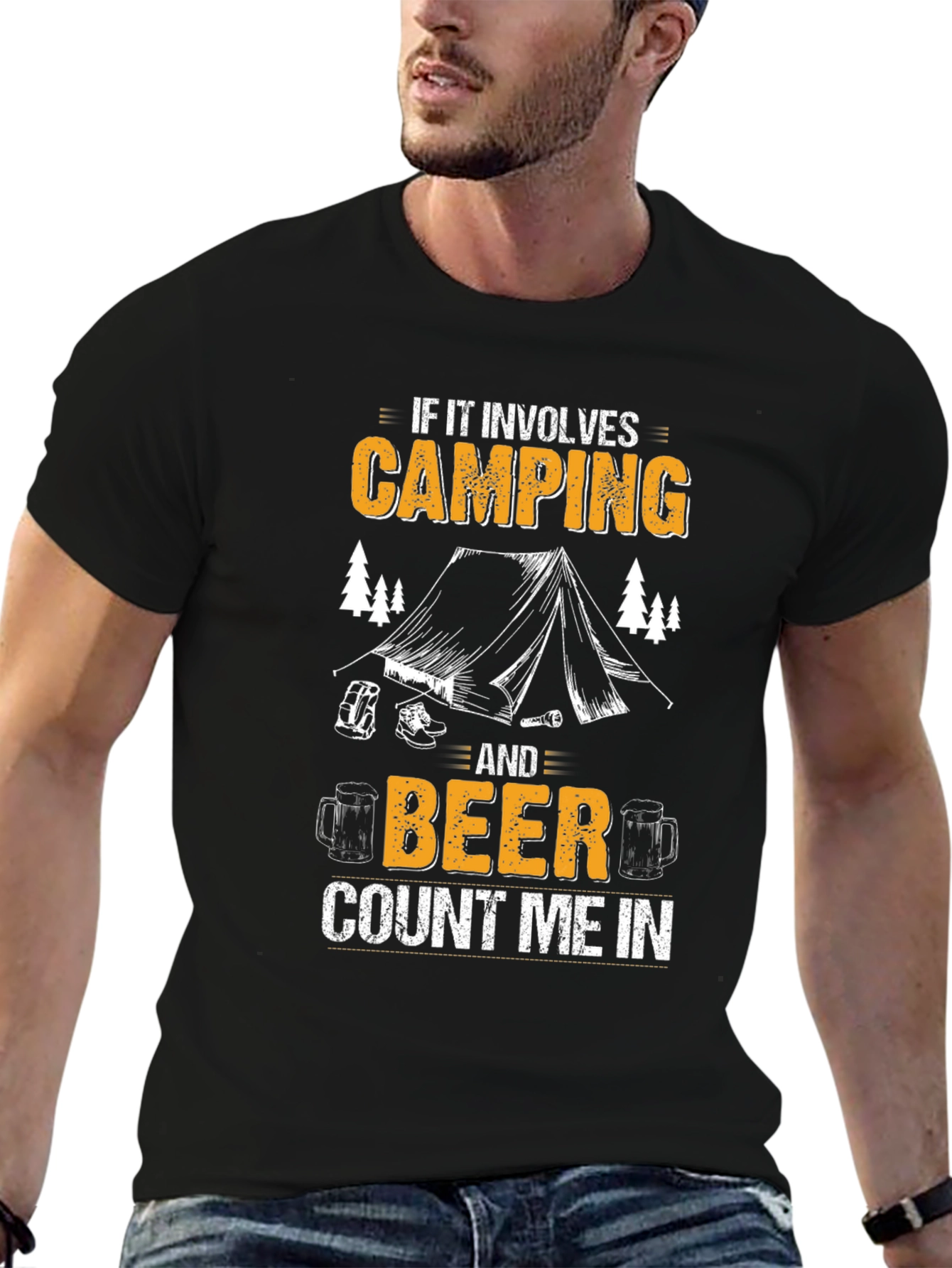 Camping & Beer Graphic T-Shirt - Count Me In!