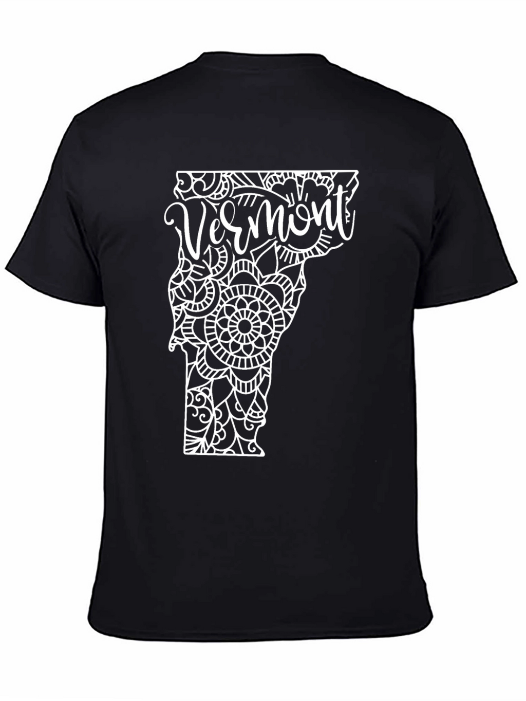 Vermont State Mandala Art Black T-Shirt