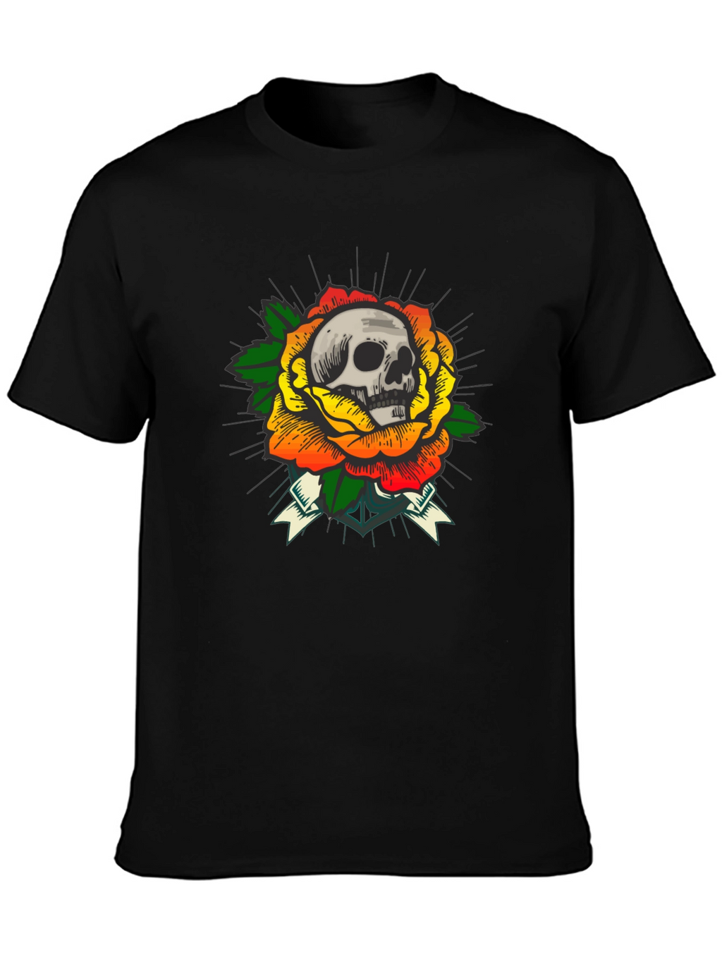Skull & Rose Graphic Tee - Edgy Style