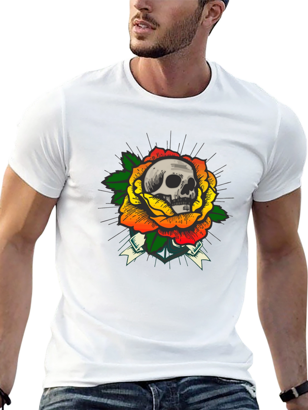 Skull & Rose Graphic Tee - Edgy Style