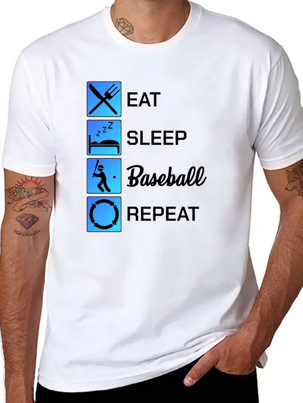 Eat Sleep Baseball Repeat Black T-Shirt