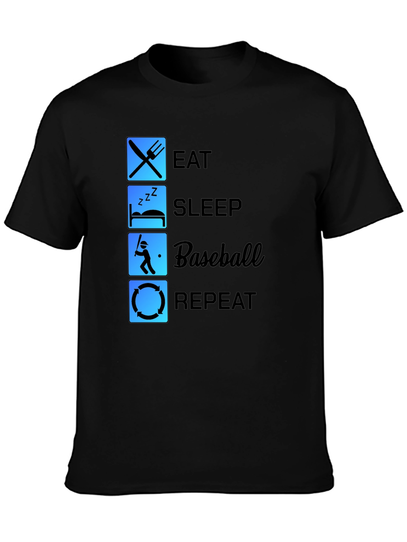 Eat Sleep Baseball Repeat Black T-Shirt