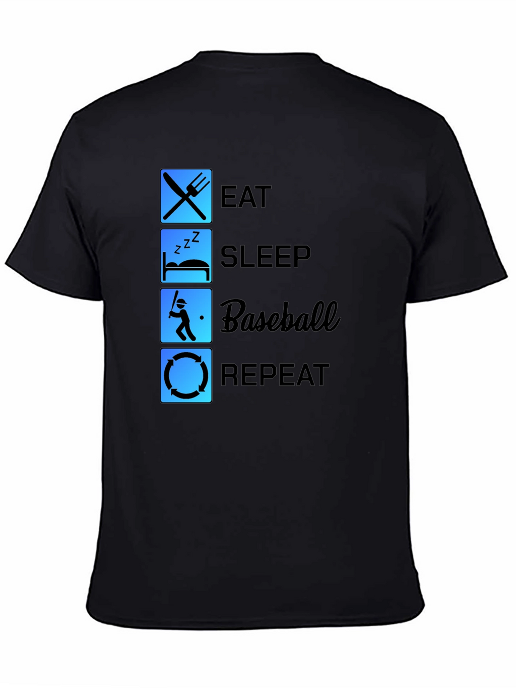 Eat Sleep Baseball Repeat Black T-Shirt