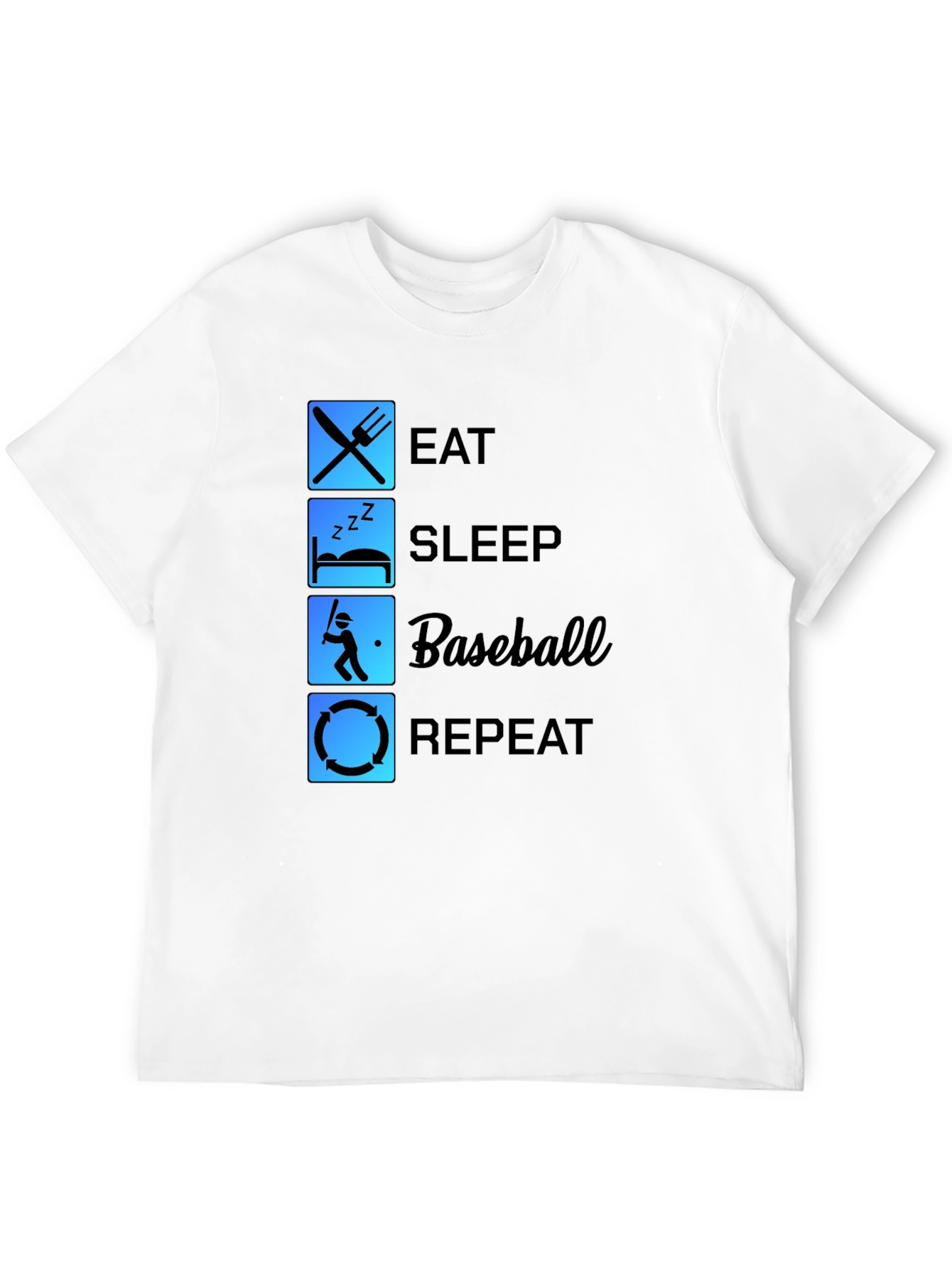 Eat Sleep Baseball Repeat Black T-Shirt