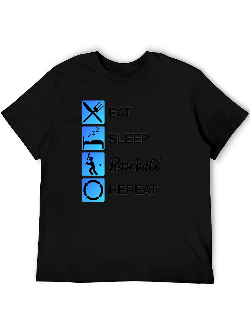 Eat Sleep Baseball Repeat Black T-Shirt