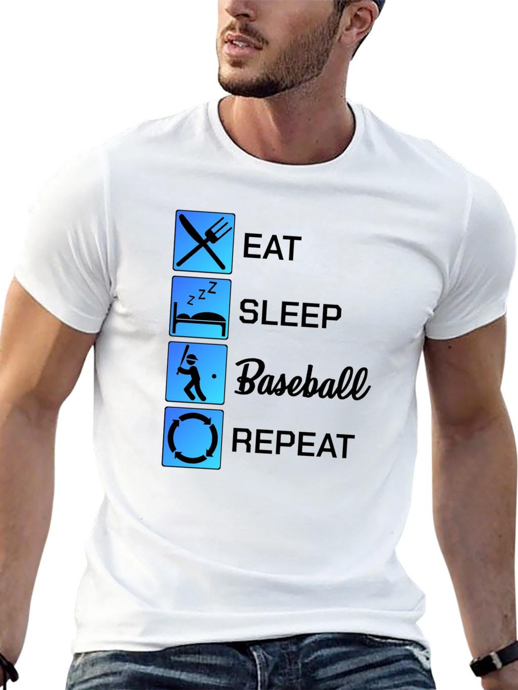 Eat Sleep Baseball Repeat Black T-Shirt