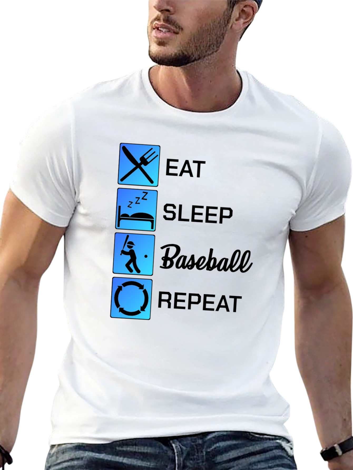 Eat Sleep Baseball Repeat Black T-Shirt