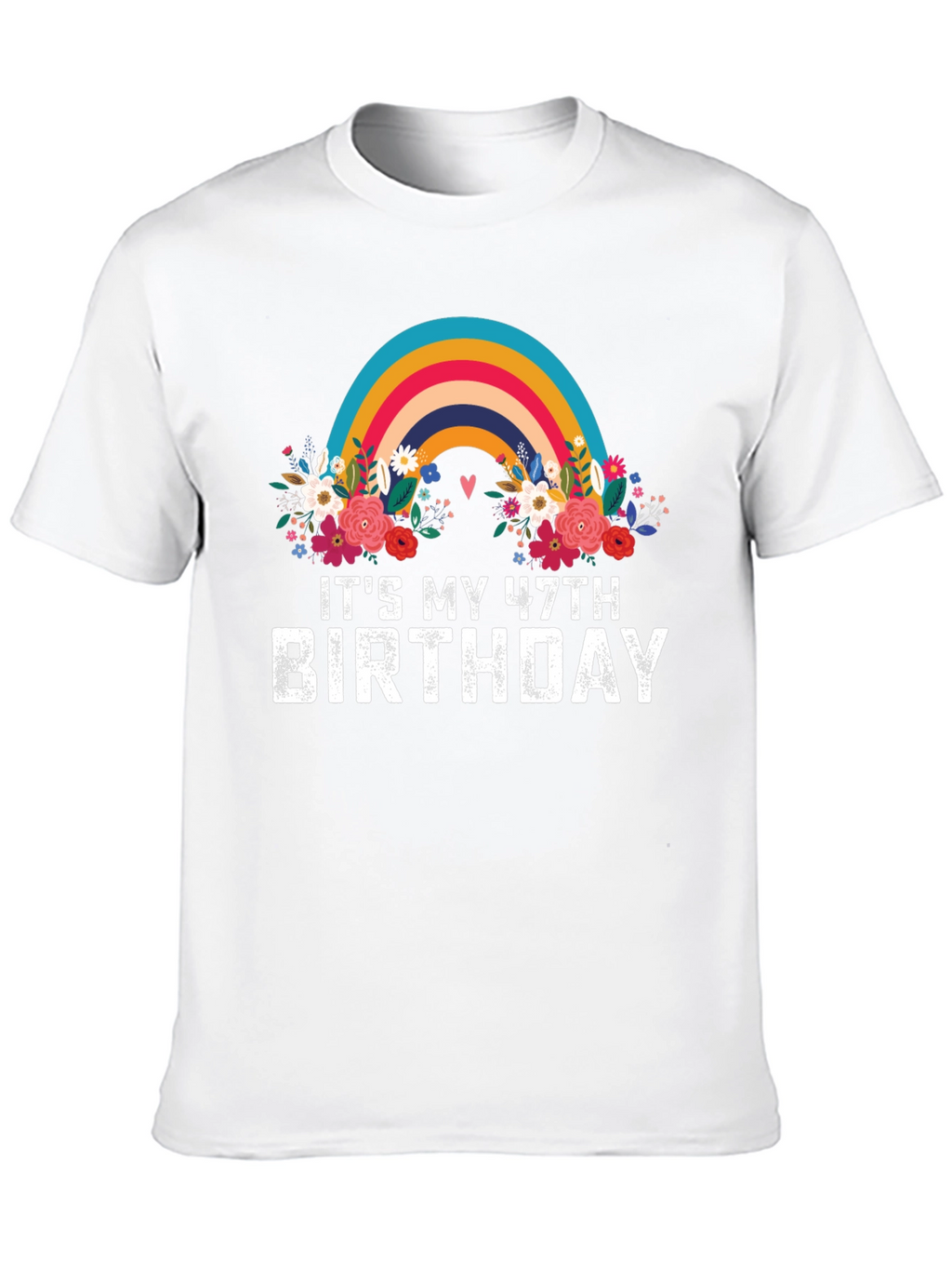 47th Birthday Rainbow Floral T-Shirt