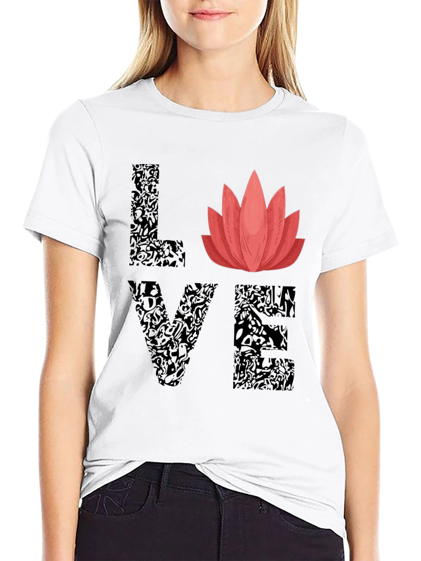 Love Lotus Flower Graphic T-Shirt - Stylish Comfort