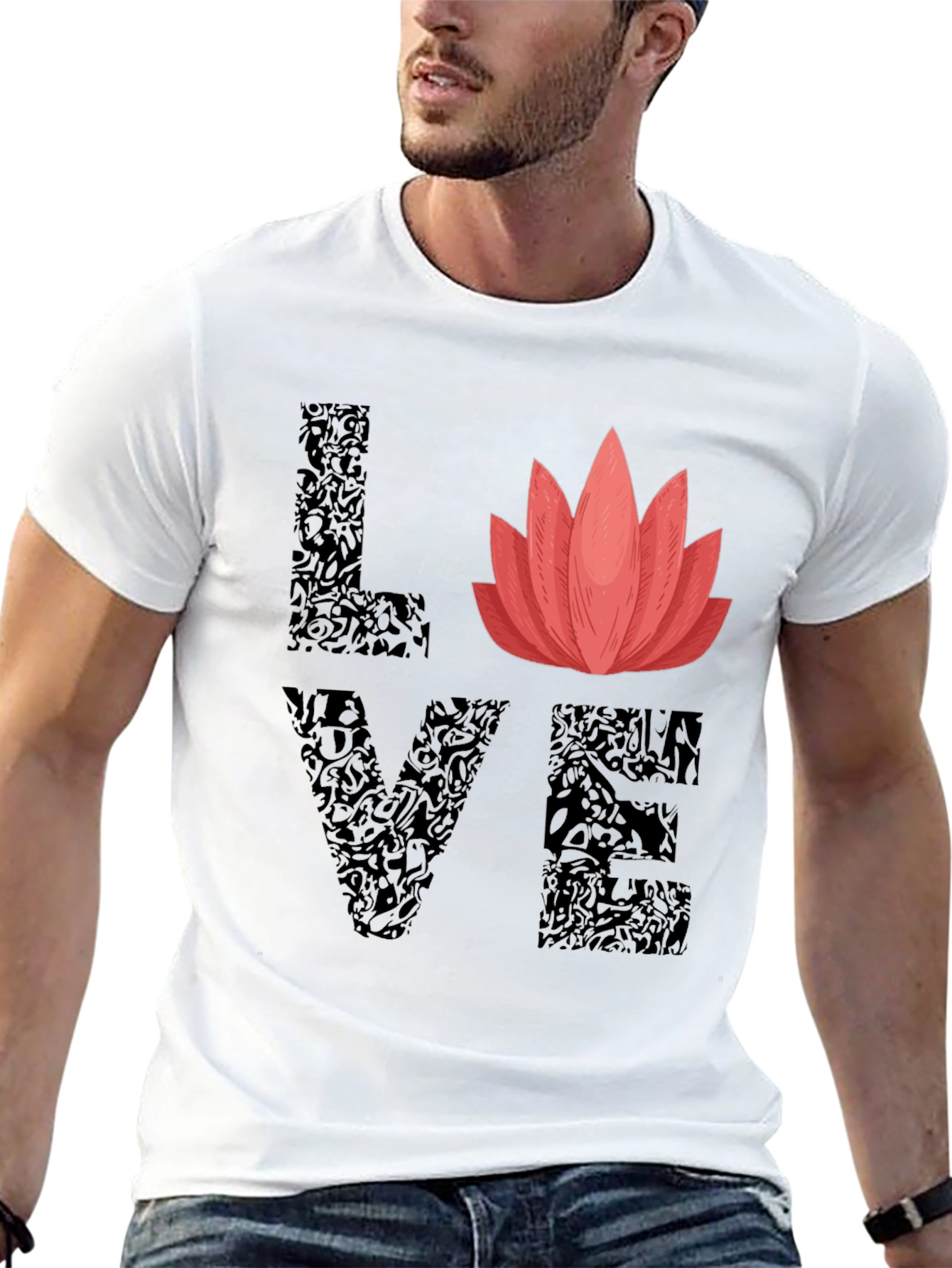 Love Lotus Flower Graphic T-Shirt - Stylish Comfort