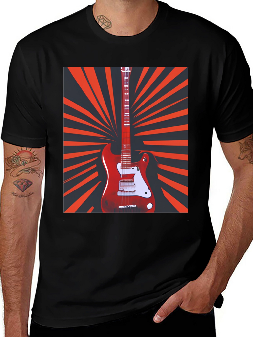 Electric Guitar Graphic T-Shirt - Retro Music Tee