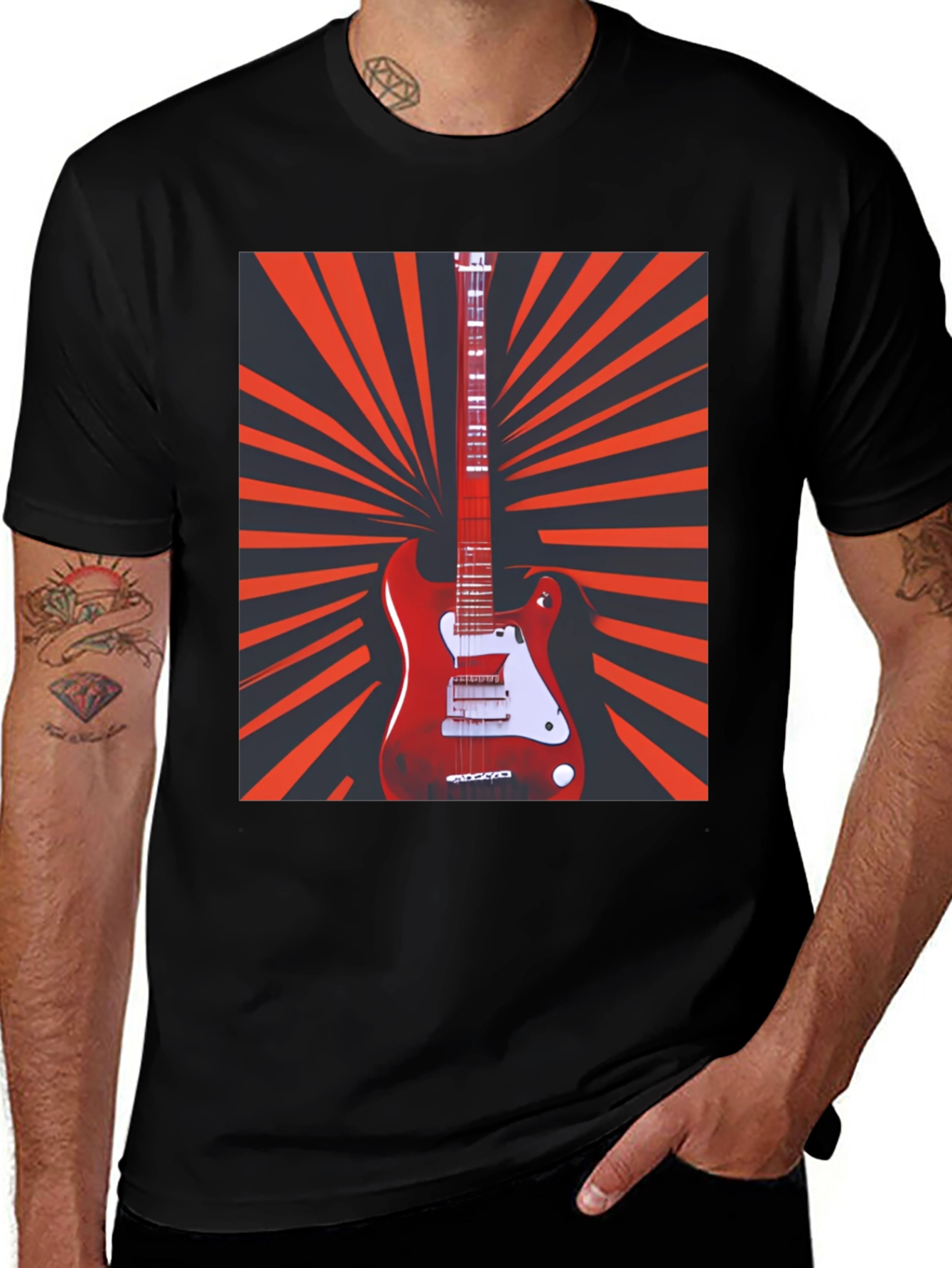 Electric Guitar Graphic T-Shirt - Retro Music Tee