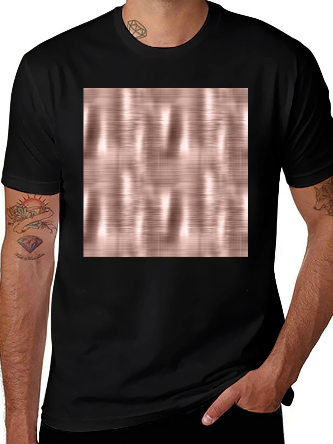 Abstract Pattern Tee - Black Short Sleeve Crew Neck T-Shirt