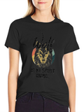 Wolf Spirit Animal Graphic Tee - Black Cotton T-Shirt