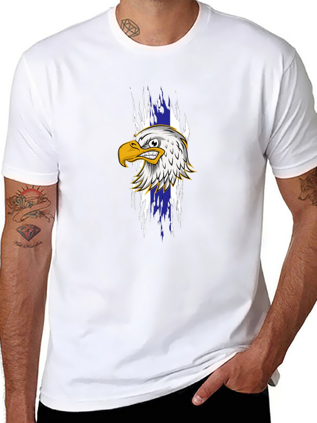 Mens Black T-Shirt with Eagle Graphic