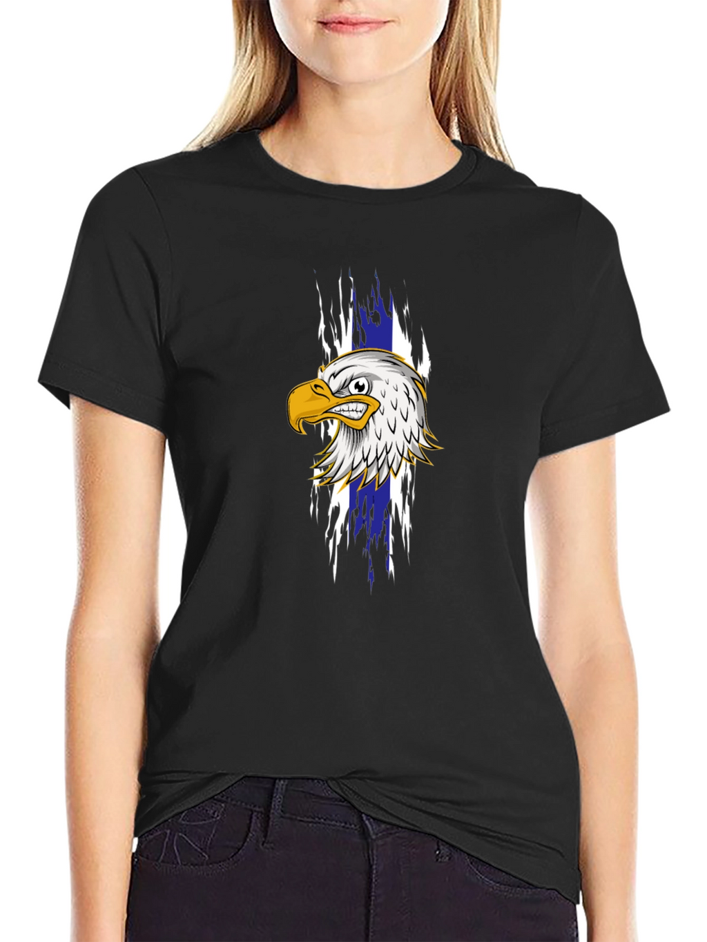 Mens Black T-Shirt with Eagle Graphic