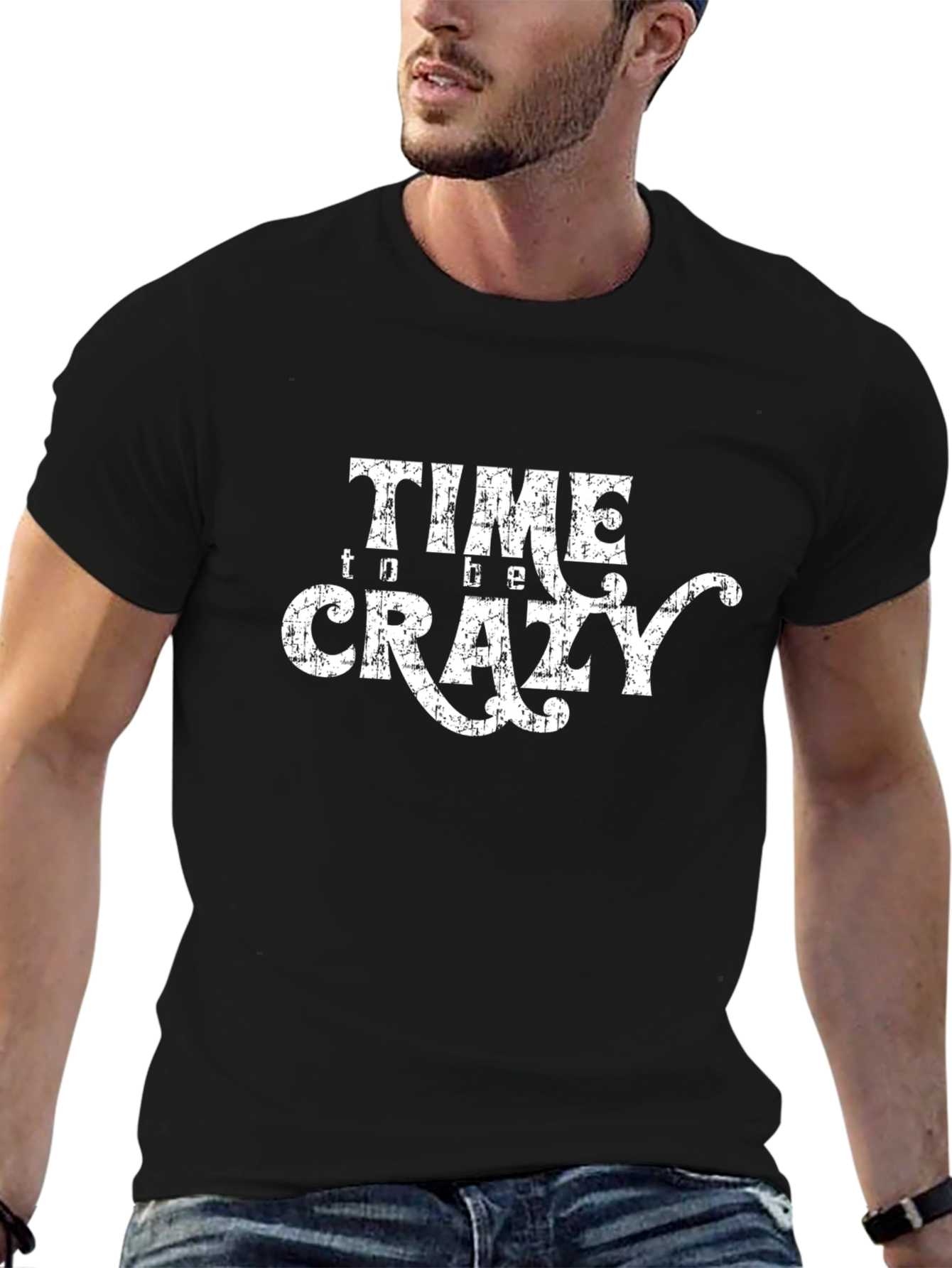 Time to Be Crazy Black Graphic Tee