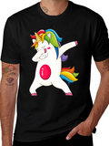 Dabbing Unicorn Graphic Tee - Black