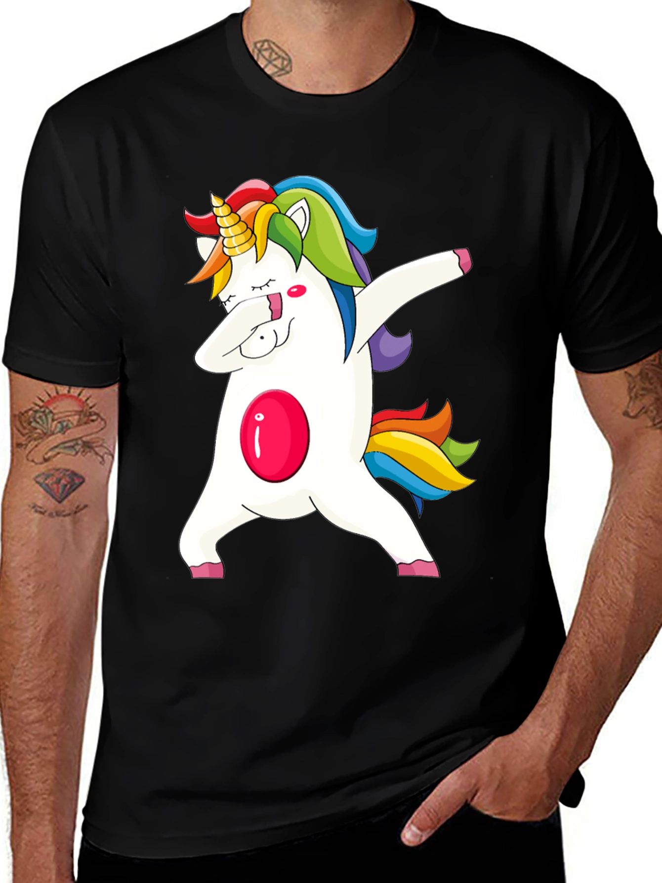 Dabbing Unicorn Graphic Tee - Black