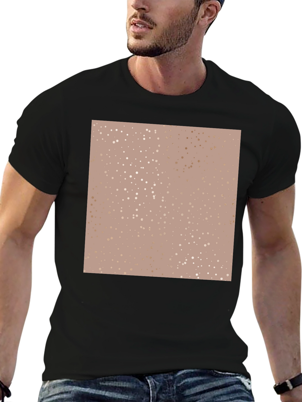 Stylish Black T-Shirt with Abstract Dot Pattern