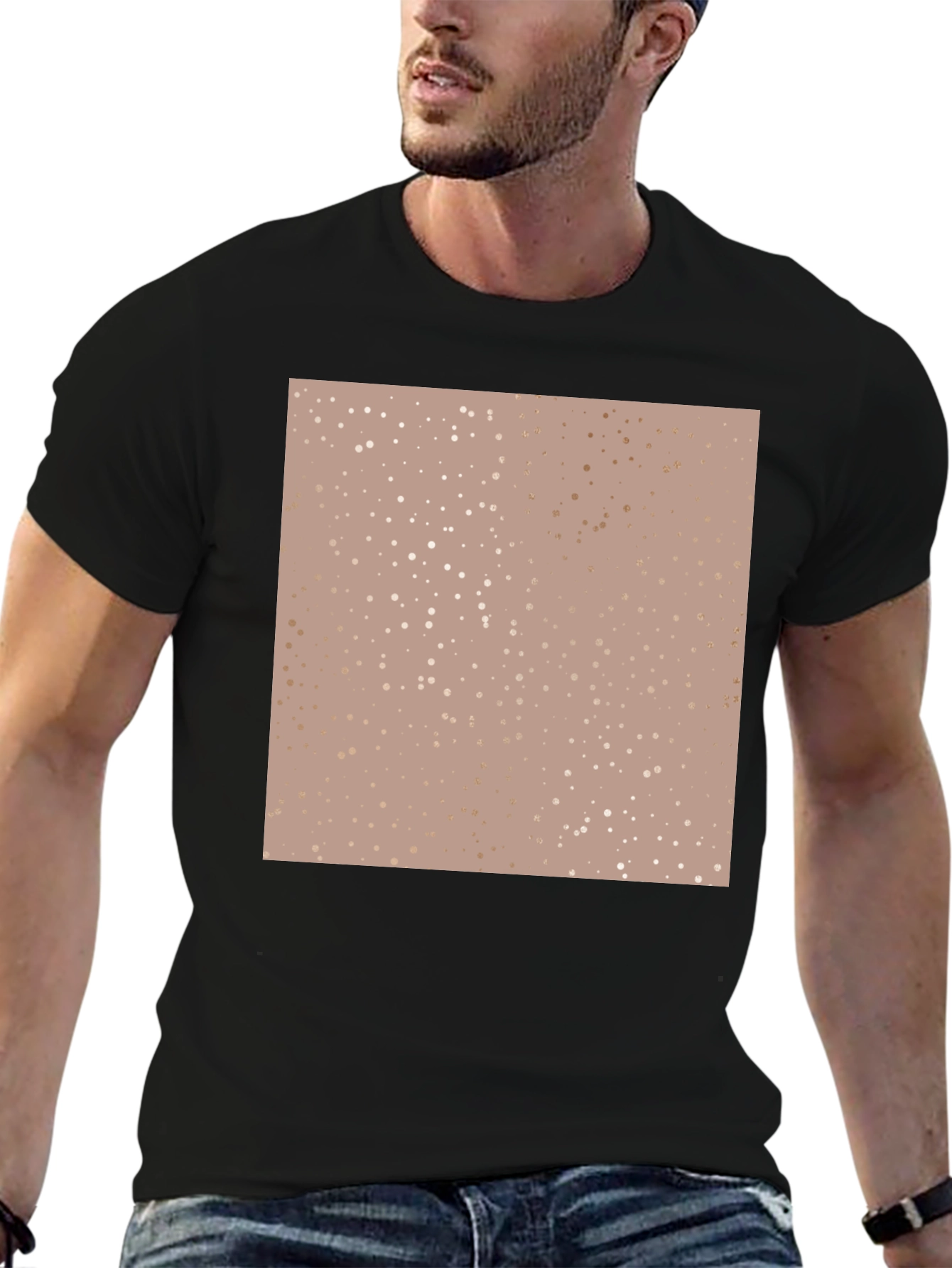 Stylish Black T-Shirt with Abstract Dot Pattern