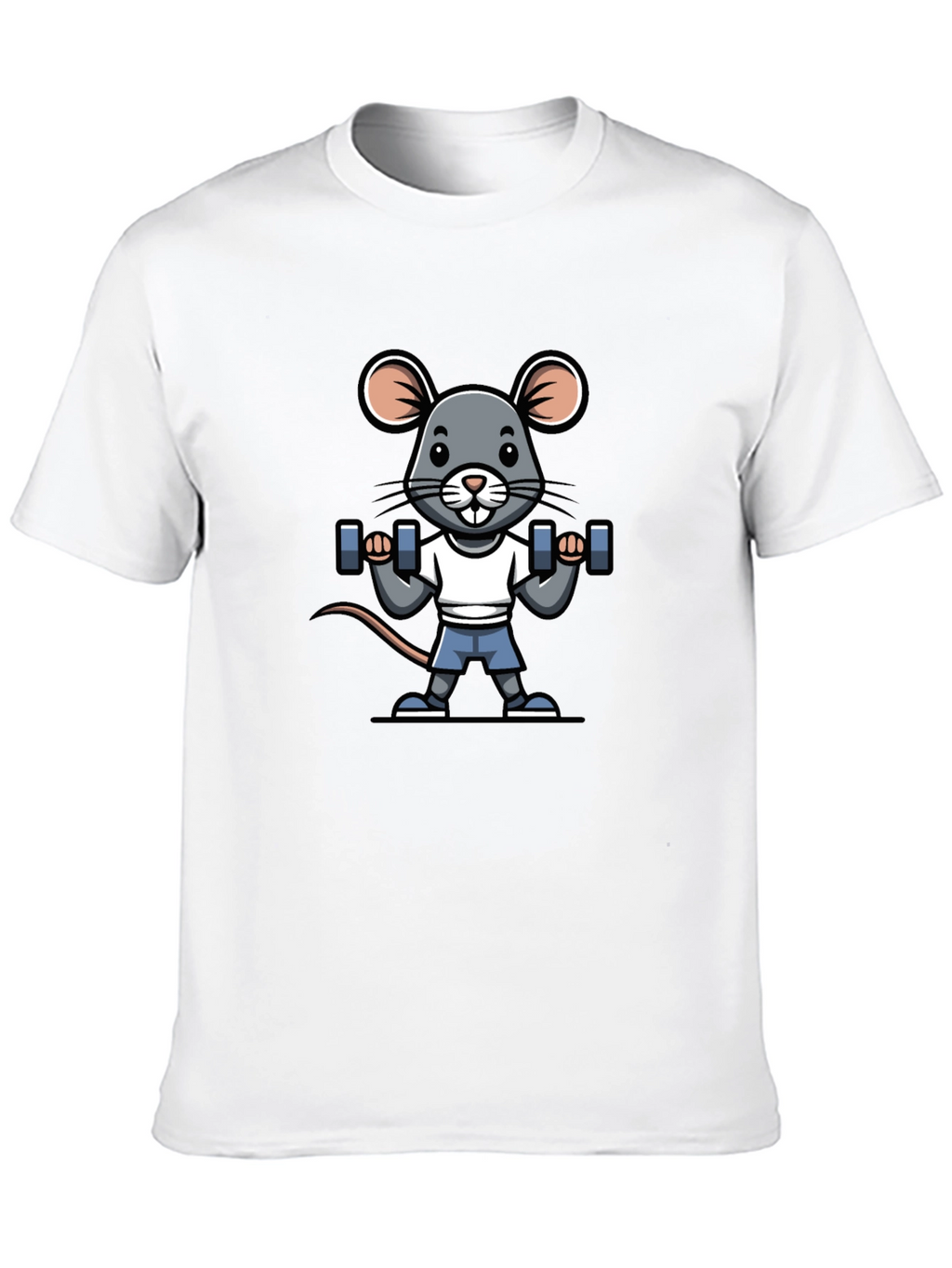 Mouse Lifting Weights Graphic Tee - Black Cotton