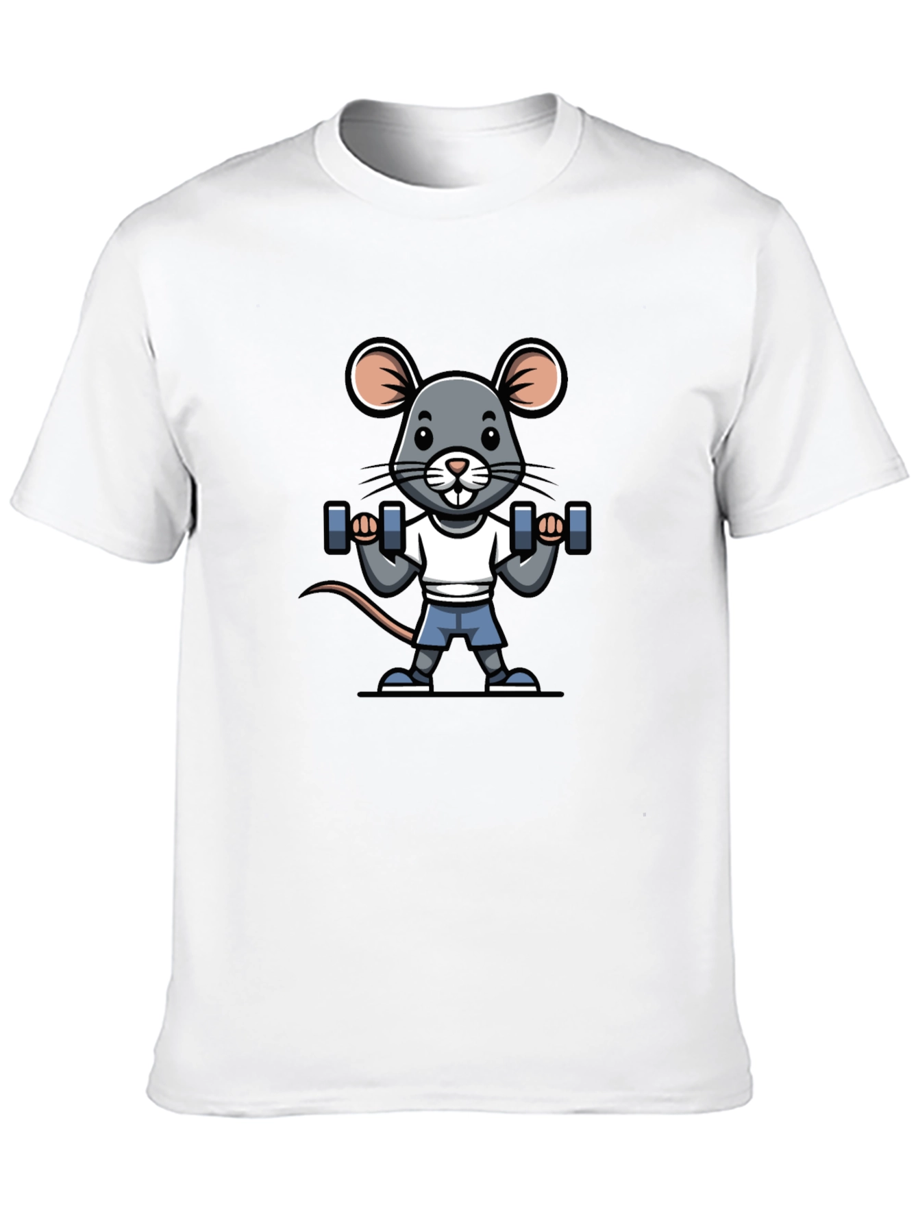 Mouse Lifting Weights Graphic Tee - Black Cotton