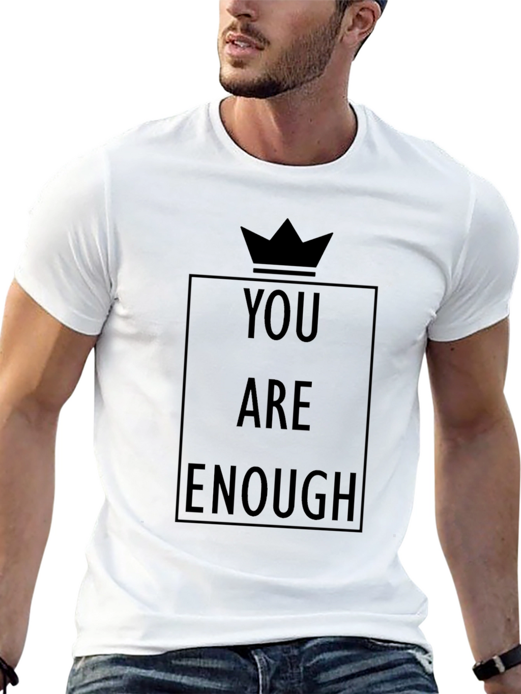 You Are Enough Graphic T-Shirt - Black Positive Message