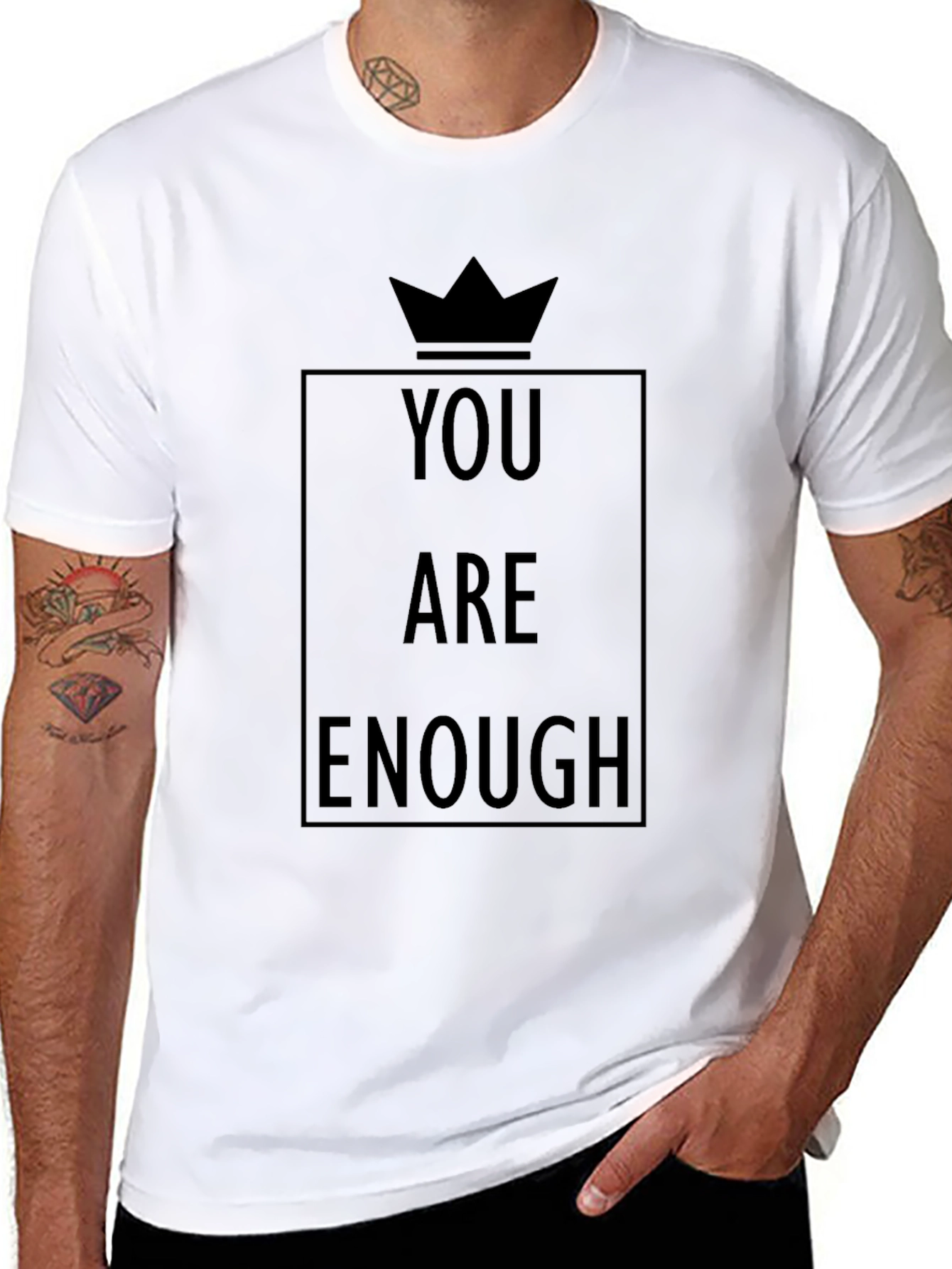You Are Enough Graphic T-Shirt - Black Positive Message