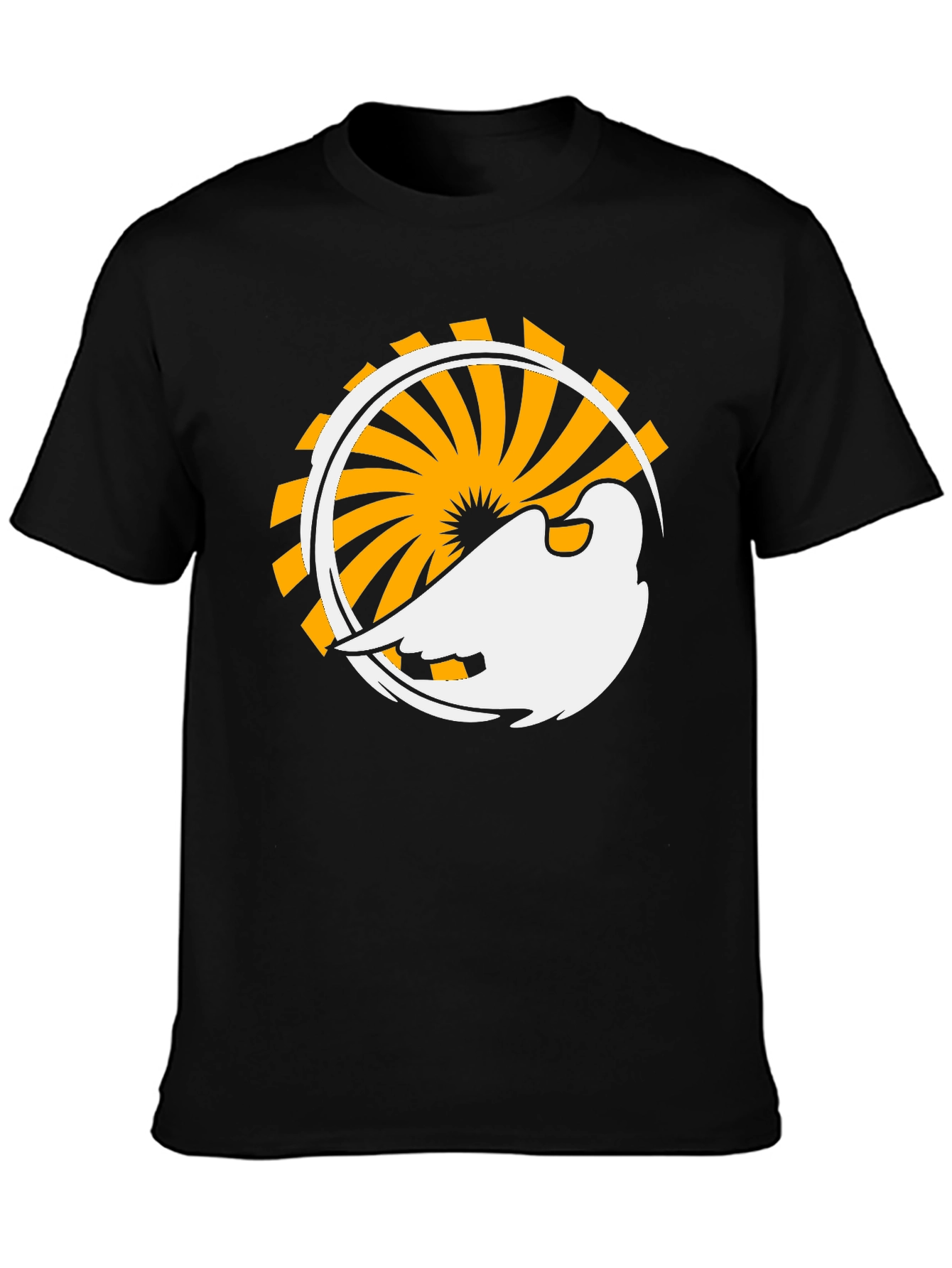 Abstract Bird Graphic Black T-Shirt