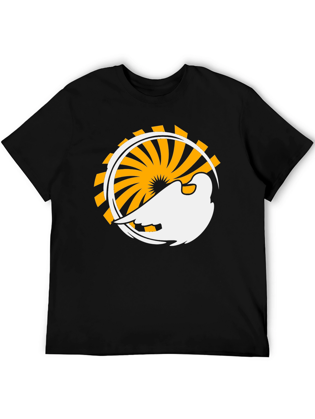 Abstract Bird Graphic Black T-Shirt