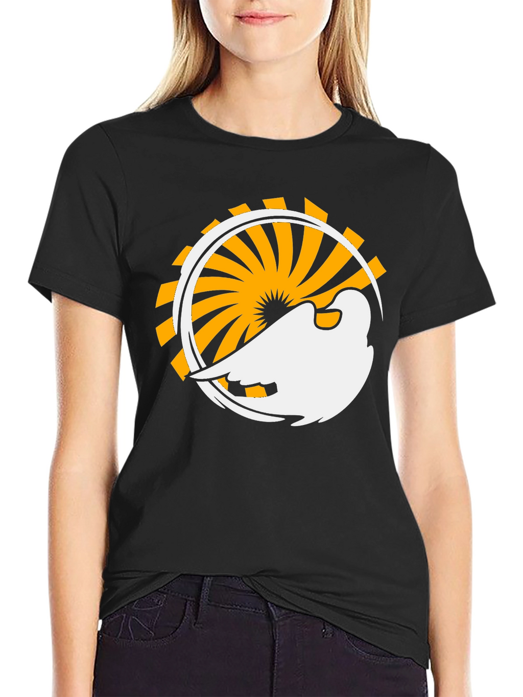 Abstract Bird Graphic Black T-Shirt
