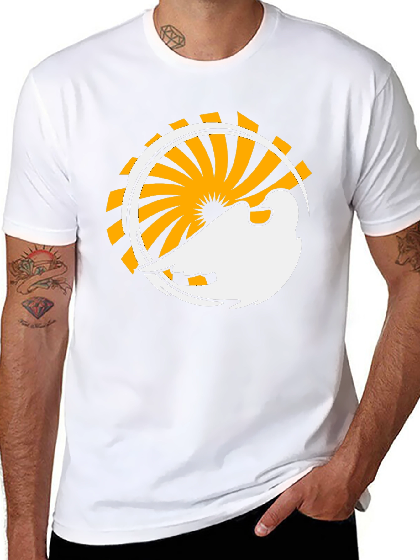 Abstract Bird Graphic Black T-Shirt