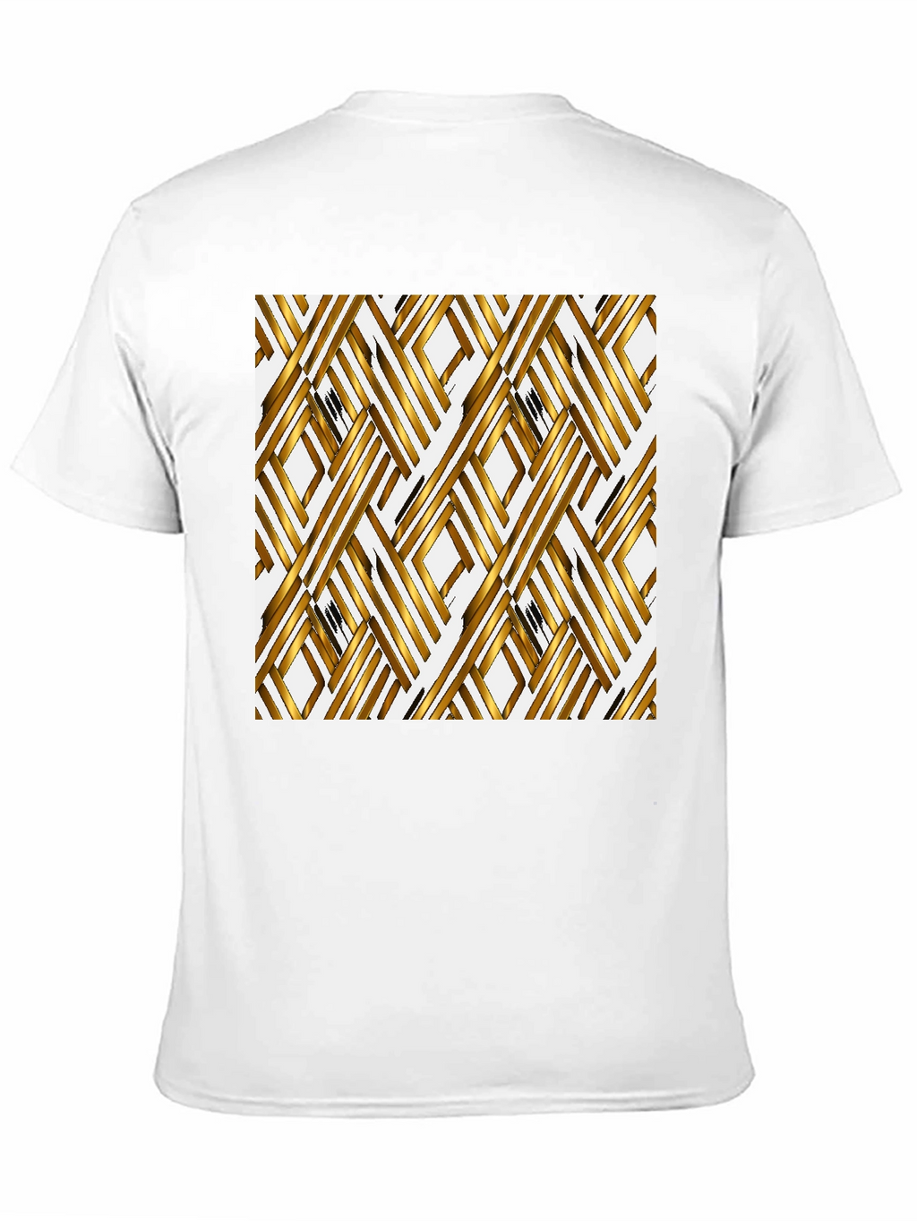 Gold Geometric Pattern Black T-Shirt