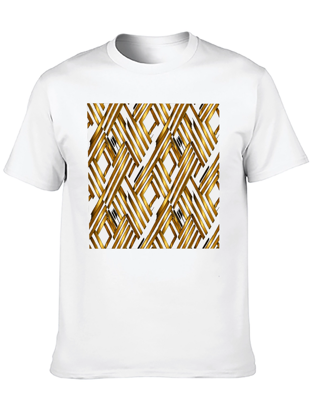 Gold Geometric Pattern Black T-Shirt