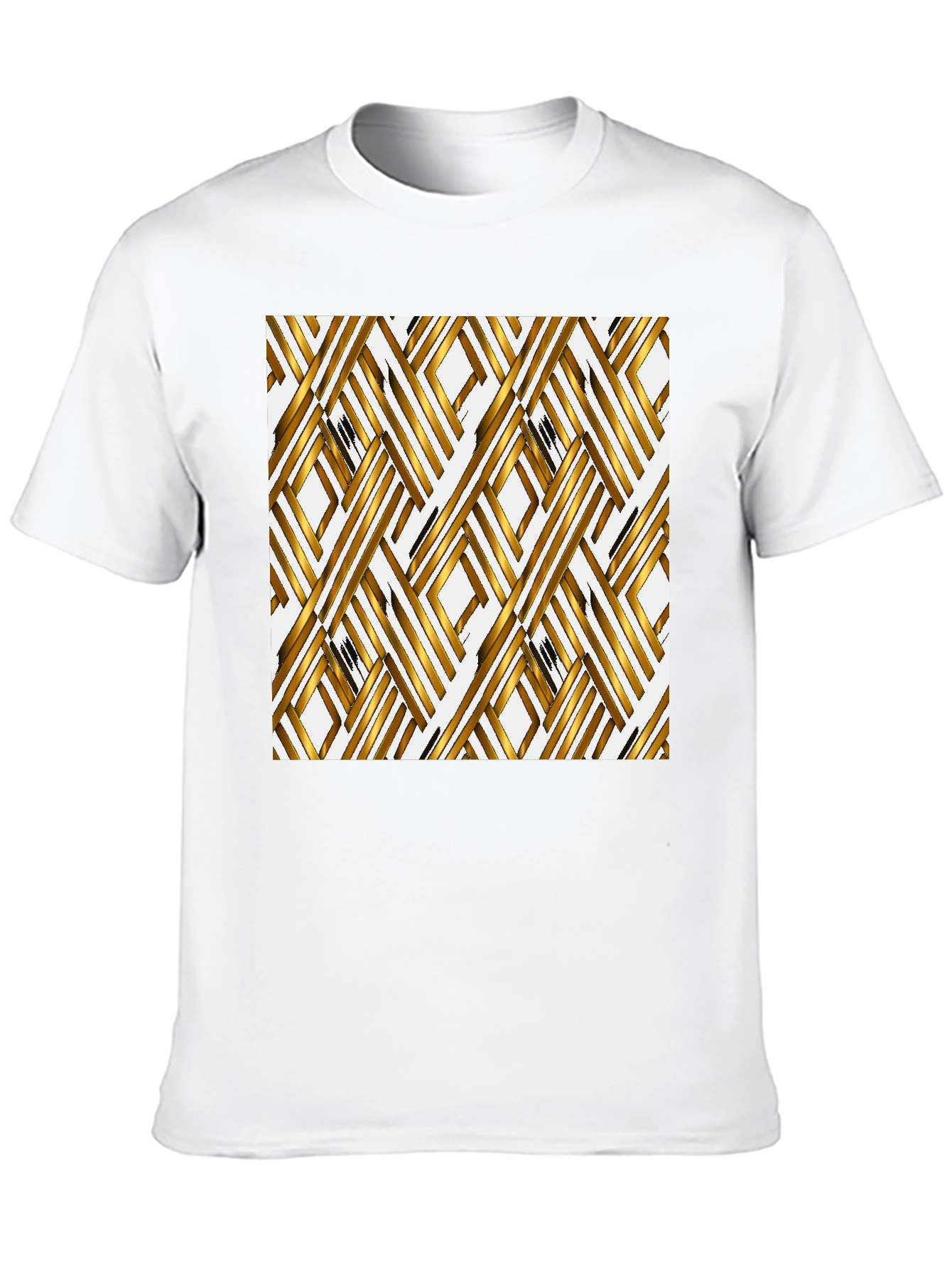 Gold Geometric Pattern Black T-Shirt