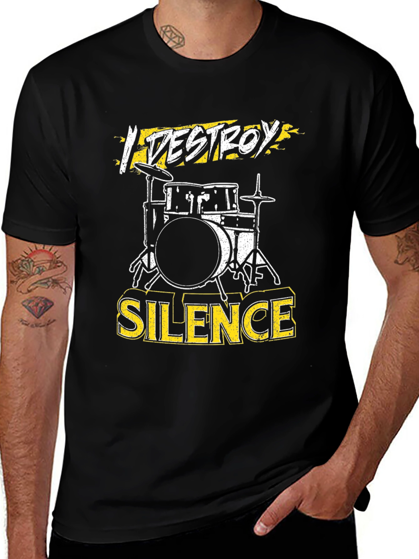 I Destroy Silence Drummer T-Shirt - Rock Music Tee