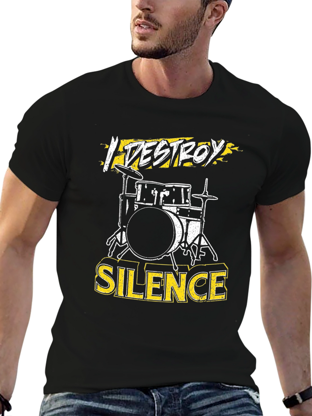 I Destroy Silence Drummer T-Shirt - Rock Music Tee