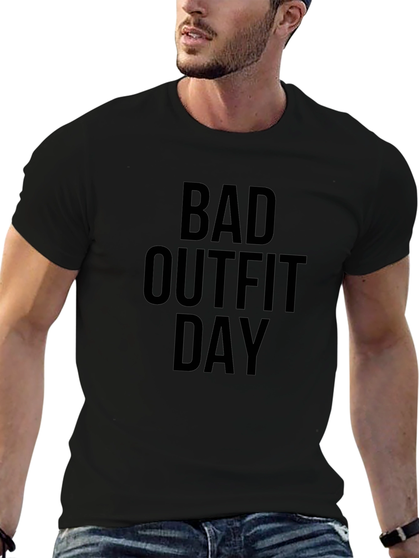 Bad Outfit Day Graphic Tee - Black Cotton T-Shirt