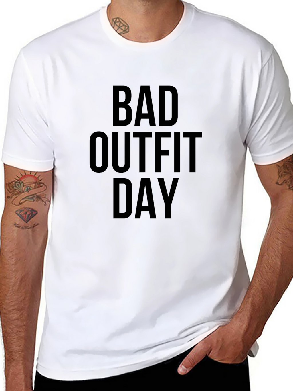 Bad Outfit Day Graphic Tee - Black Cotton T-Shirt