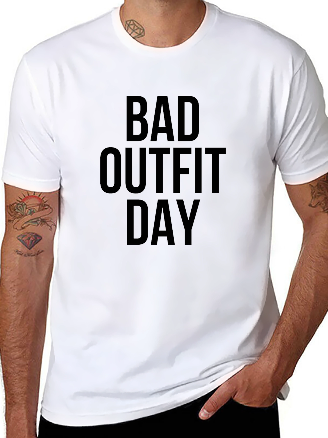 Bad Outfit Day Graphic Tee - Black Cotton T-Shirt