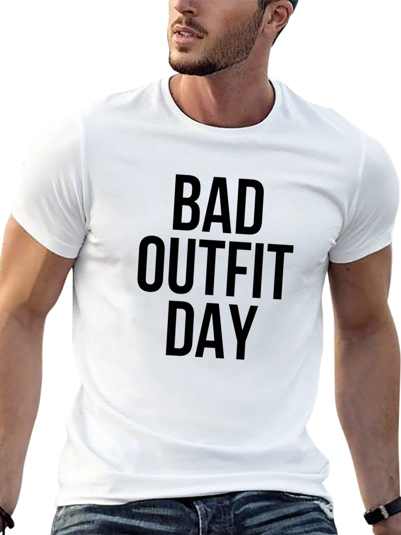 Bad Outfit Day Graphic Tee - Black Cotton T-Shirt