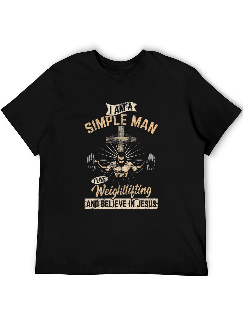 Simple Man Weightlifting Jesus T-Shirt