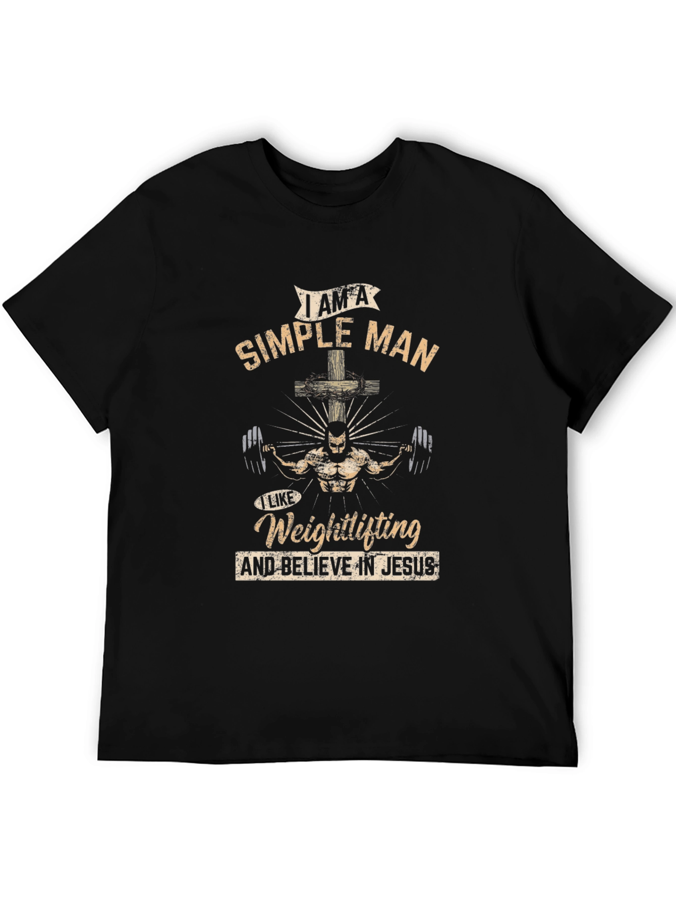 Simple Man Weightlifting Jesus T-Shirt