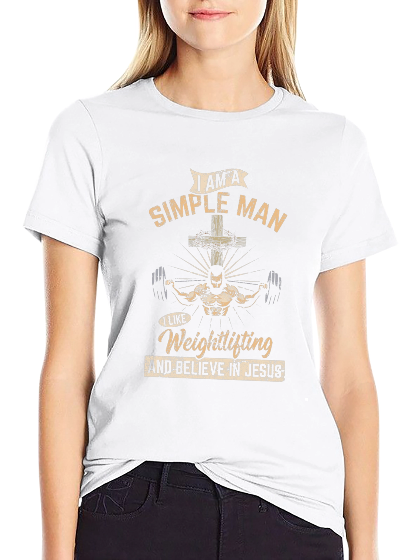 Simple Man Weightlifting Jesus T-Shirt